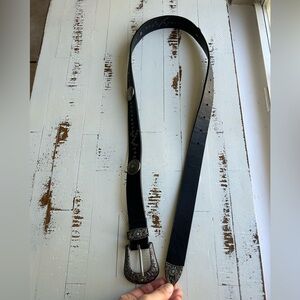 Black turquoise studded western belt